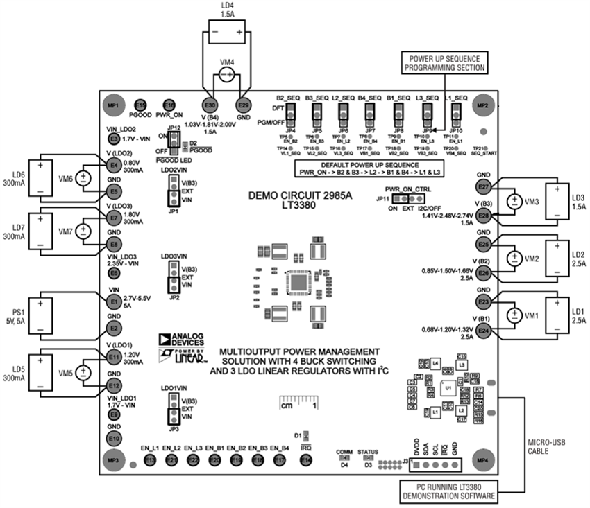 Plan mécanique - Analog Devices Inc. Carte de démonstration DC2985A pour le LT3380